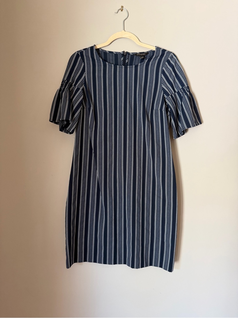 Banana Republic Navy and White Striped Midi Dress